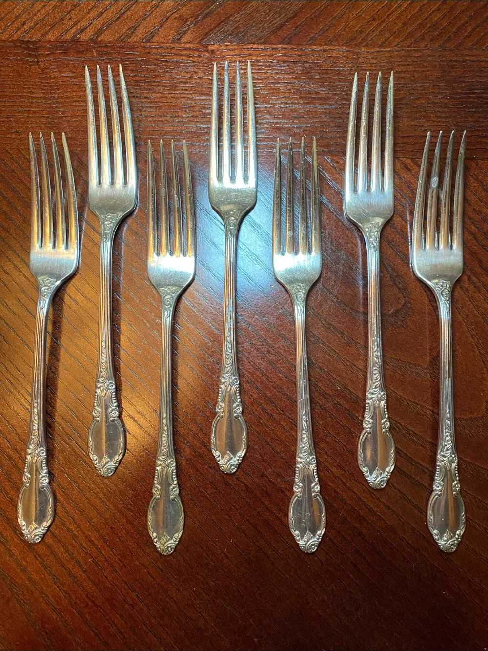 Vintage Enchantment Rogers 1881 Oneida Silver-Plated Dinner Forks - Set of 7